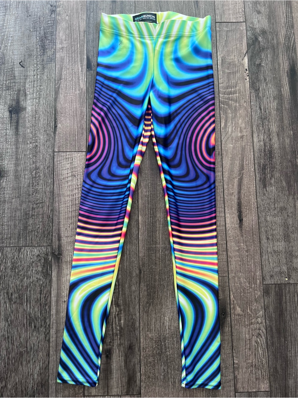 Stretch High-Rise Psychedelic Print Leggings - Green Blue Pink